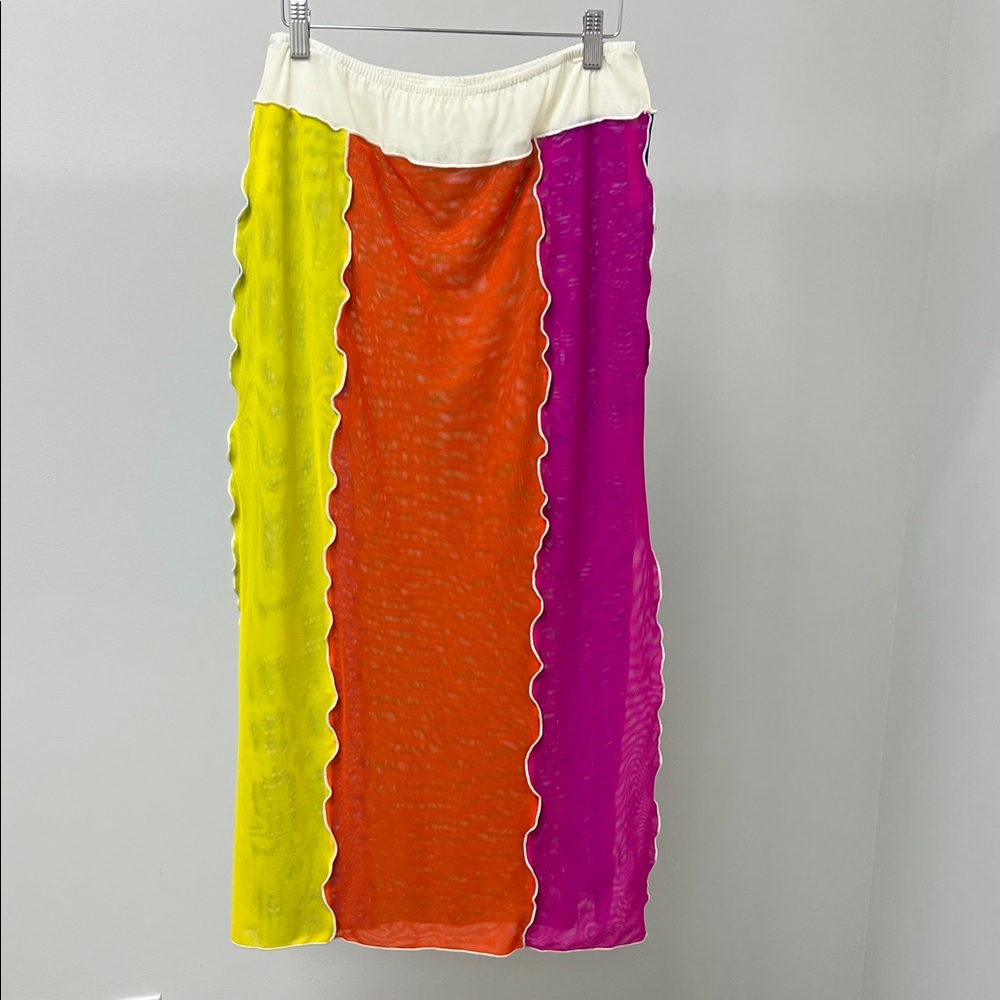 Anna Sui Multicolor Striped Midi Skirt